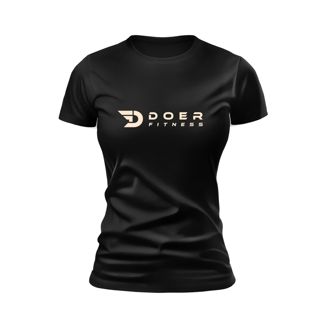 Doer Fitness- T-shirt Woman Black-Cream