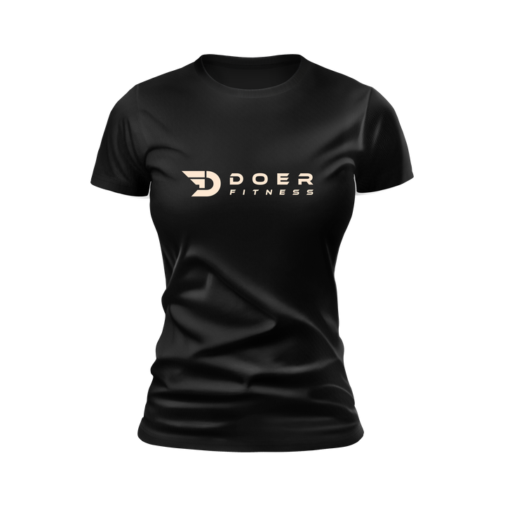 Doer Fitness- T-shirt Woman Black-Cream