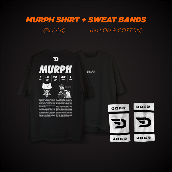 T-SHIRT MURPH MEMORIAL DAY - BLACK + DOER SWEAT BANDS (COTTON)   - Doer Fitness